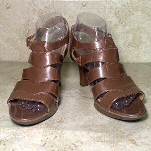 Naturalizer Brown Strappy‎ Open-Toe Heeled Sandals Size 8.5 CottageCore Casual